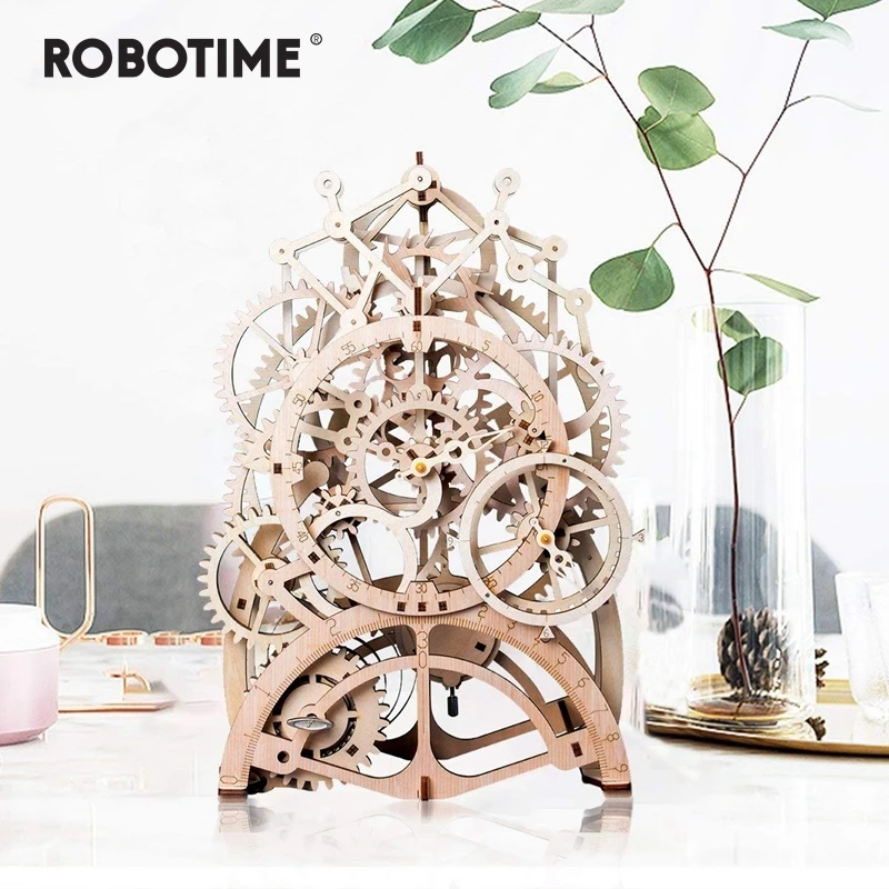

DIY Gear Drive Pendulum Clock by Clockwork 3D Wooden Model Building Kits Toys Hobbies Gift for Children Adult LK501