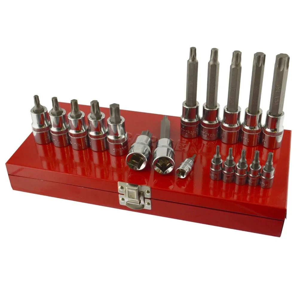 

EVERPOWER 19pcs Hex Type Star Bit Socket Set 1/4" 1/2" Drive Short And Deep By US-Pro AT07