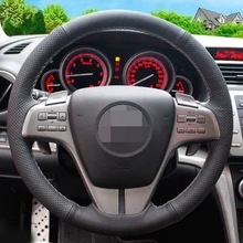 Negro de Cuero Artificial Cubierta Del Volante Del Coche para Mazda 6 2009