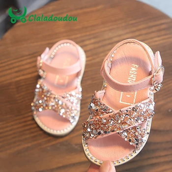 

0-3 Years Old Brand Girls Sandals Summer Kids Shoe New Style Girls Sandals Children Beach Slippers Kids Bling Glitter Flat Shoes