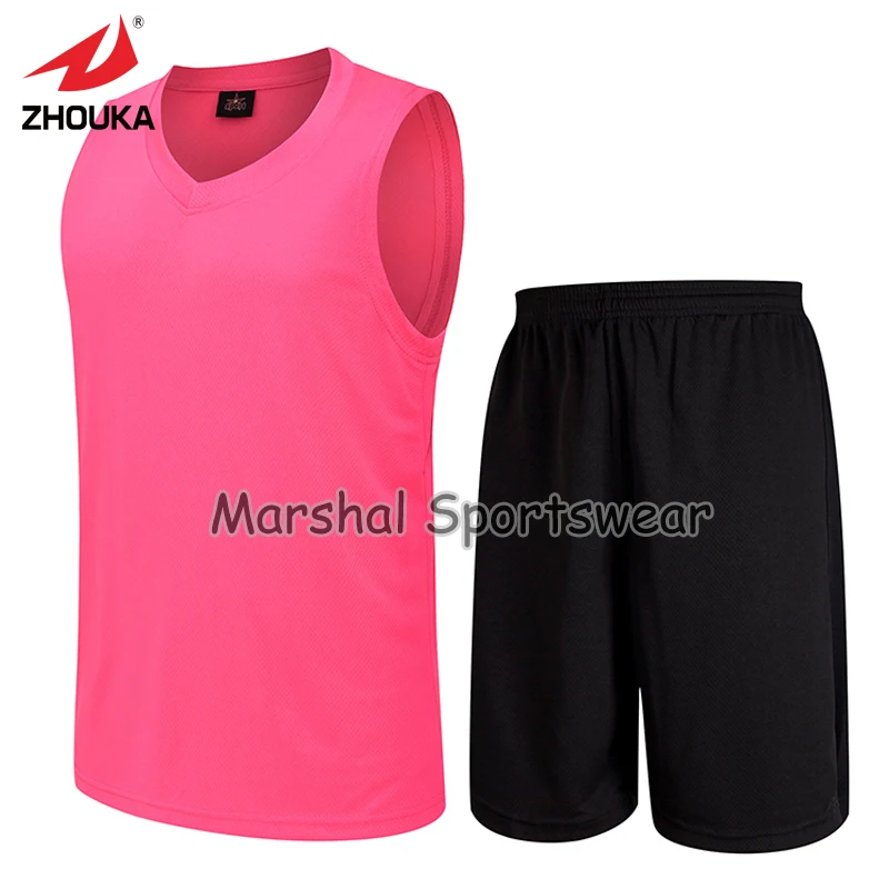 GYM shirt training Sleeveless basketball jersey blank pink jersey suit
