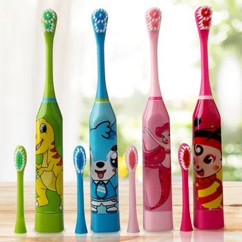 

GOODPI children electric toothbrush with 2 pcs Head Cartoon Pattern tooth brush electric Soft Bristle