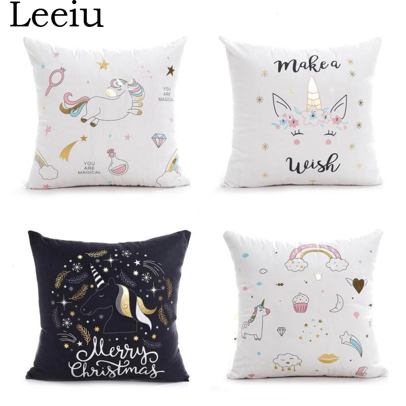 Leeiu размером 45*45 см Подушка Чехол Baby Shower DIY Единорог вечерние украшения для дома