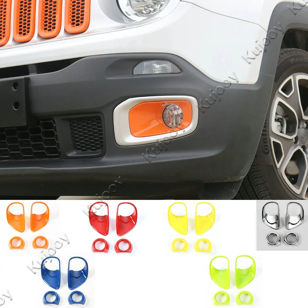 

6color 4pcs ABS For Jeep Renegade 2015 2016 High Version Car Front Fog Lamp Light Trim Frame Cover Car Styling Accessories