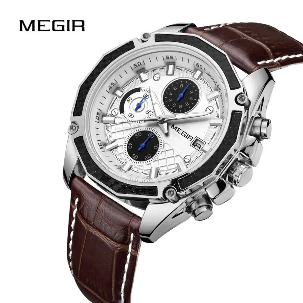 

MEGIR Men Sport Watch Multi-Function Chronograph Waterproof Top Brand Fashion Wristwatch Luminous Military Relogio Masculino