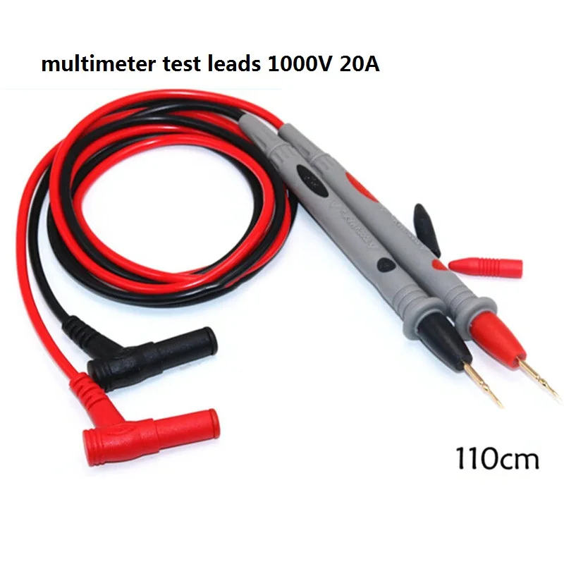 20A 1000V Digital Multimeter Probe Soft-silicone-wire Needle-tip Universal Test Leads with Alligator Clip LED Tester