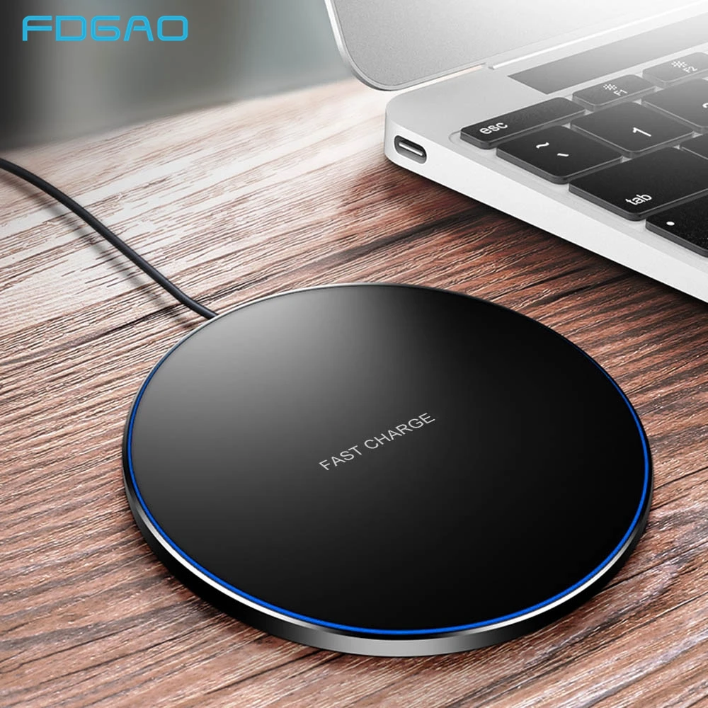 

FDGAO Qi Wireless Charger Pad 10W Fast Charging for iPhone 8 X XS Max XR Samsung S9 S8 Plus Note 9 8 Xiaomi USB Quick Charge