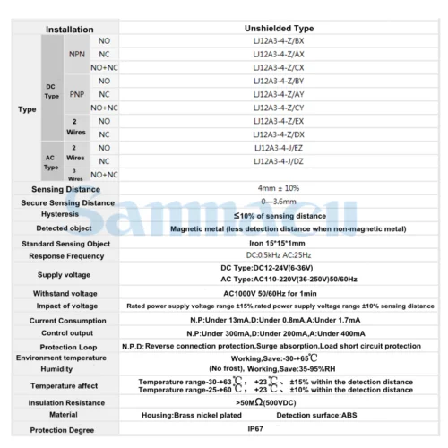 Φ/BX/AX/BY/AY 3 провода M12 NPN/PNP/NO/NC LJ12A3 4 Z датчик приближения|switch|axbx |