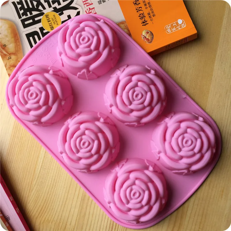 

silicone cake mold 6 rose handmade soap pudding jelly cake tools
