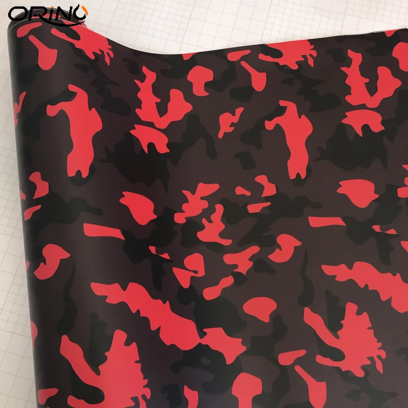 Black Red Camo Vinyl Film Foil-3