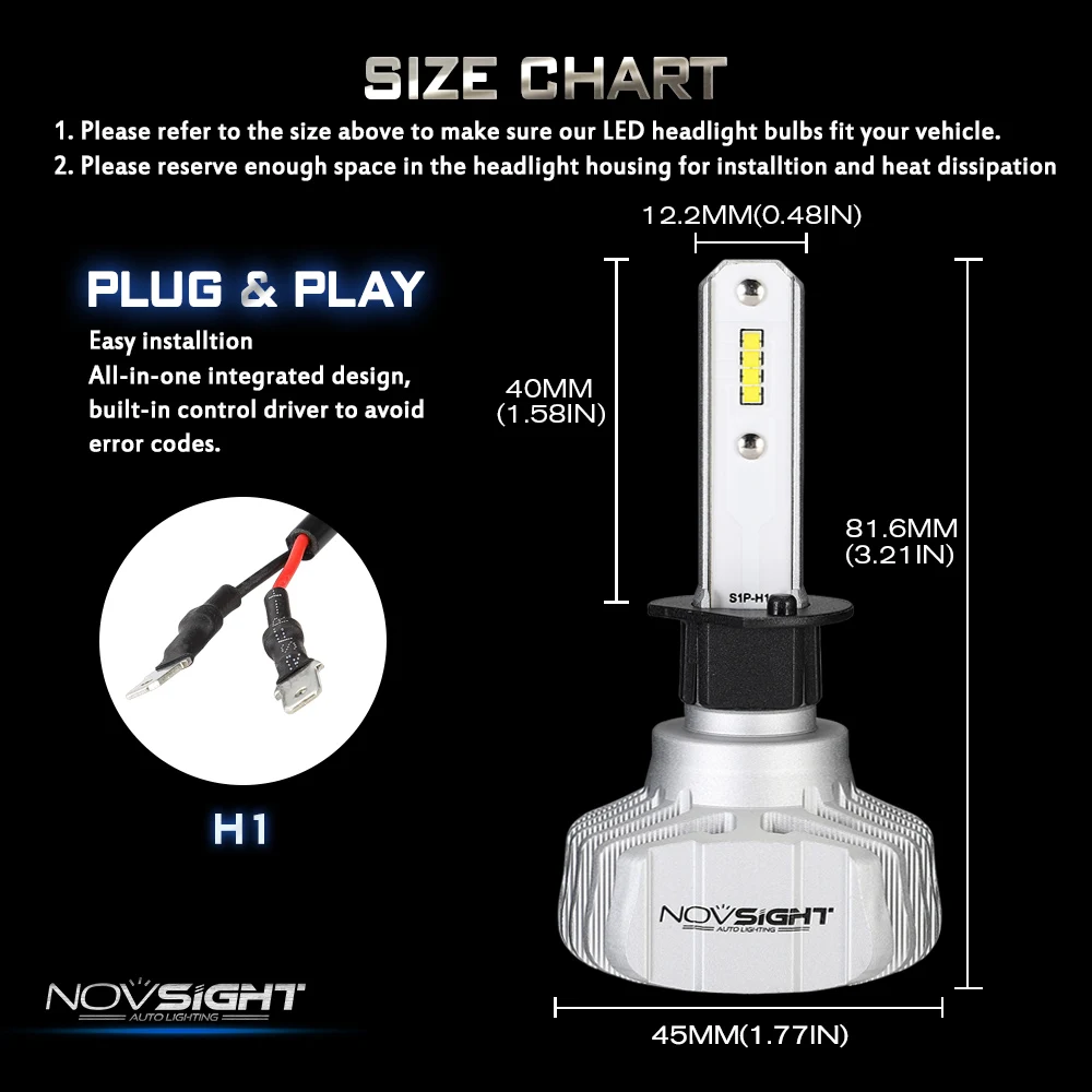 NOVSIGHT фар автомобиля H4 Hi/Lo луч светодиодный H7 H1 H3 H8 H9 H11 H13 9005 9006 9007 50 W 10000lm 6500 K авто фары противотуманные лампочки