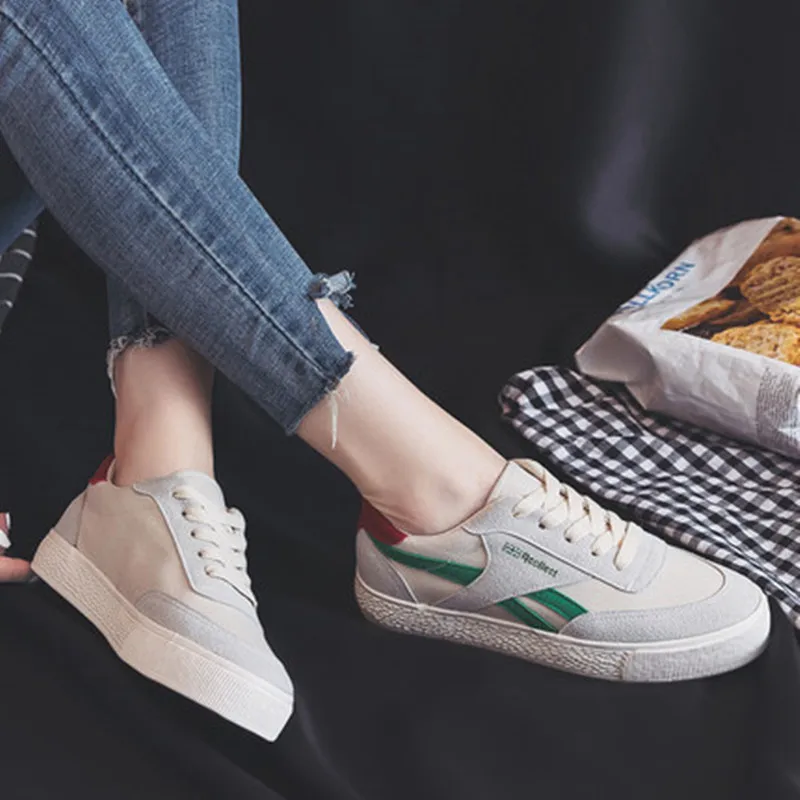 

Dropshipping Women Canvas Shoes Lace Up Casual Shoes Woman Comfortable Female Shoes Fashion Women's Flat Shoes XYZ43