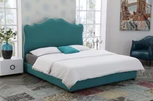 camel back modern contemporary linen sleeping bed King size bedroom furniture China