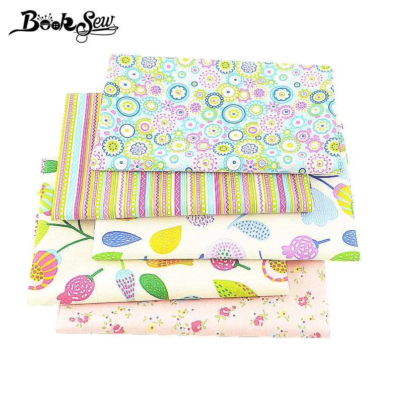 

New 5pcs/ Lot 100% Cotton Variou Design and Color Pre-cut Piece Fabric 40cmx50cm Quilting Meter Fat Quarter Garment Booksew Tela