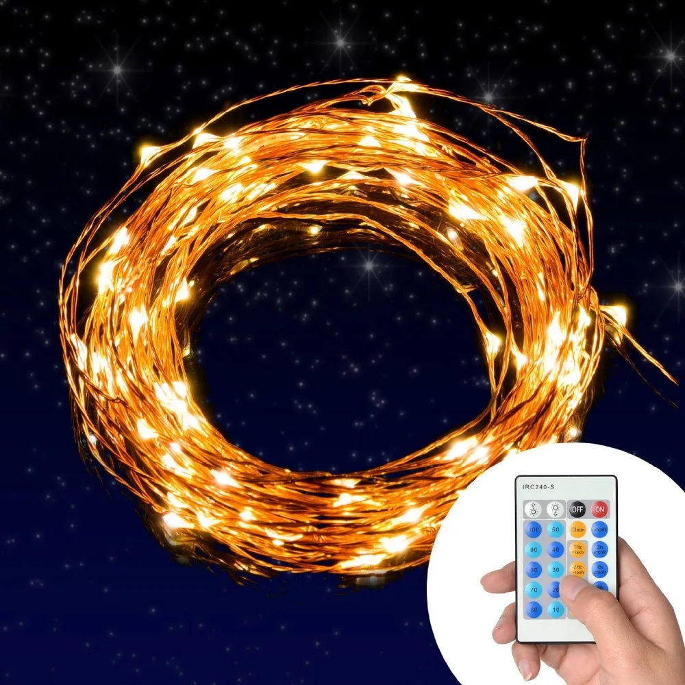 Dimmable Outdoor String Lights 12V Adapter 24Key Remote Control and