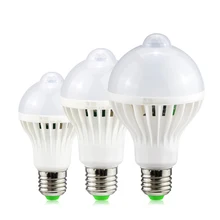 Светодиодный PIR датчик движения лампа E27 220 В 5 Вт 7 Вт 9 Вт Автоматическое включение/выключение светодиодный светильник чувствительный детектор движения человеческого тела ночной Светильник s