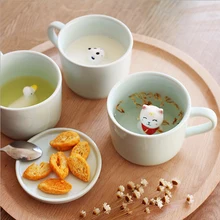 Креативная маленькая керамическая молочная чашка с животными Милая мультяшная трехмерная кофейная чашка термостойкая чашка из селадона хороший подарок