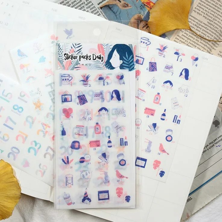 

Simple Clear Stickers Kawaii Basic Decor Monthly Cute DIY Stickers for The Diary Scrapbooking School Stationery Bullet Journal