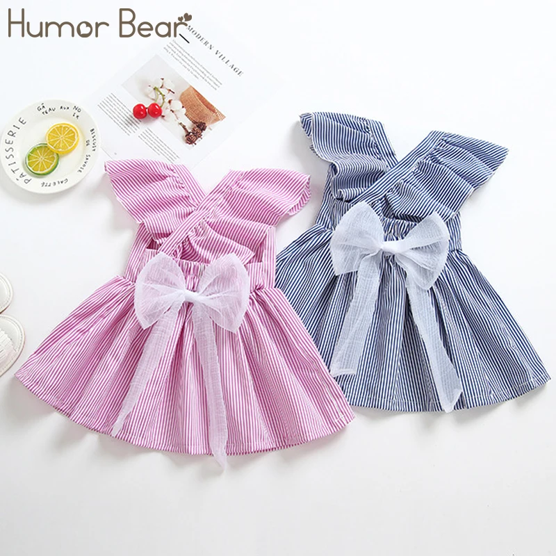 Humor Bear/платье для девочек; Новинка года; Брендовое платье для маленьких девочек; платье принцессы с бантом в полоску; Рождественская одежда