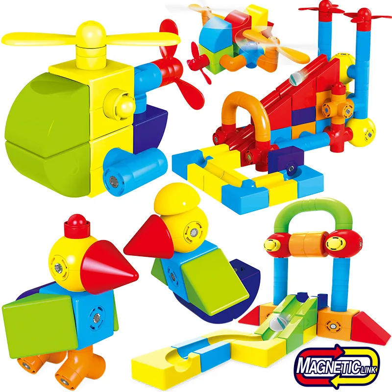 

Magnetic Blocks Toys for Children Construction Plastic Pipe Blocks Track Military Winter Holiday Christmas Gifts For Kids