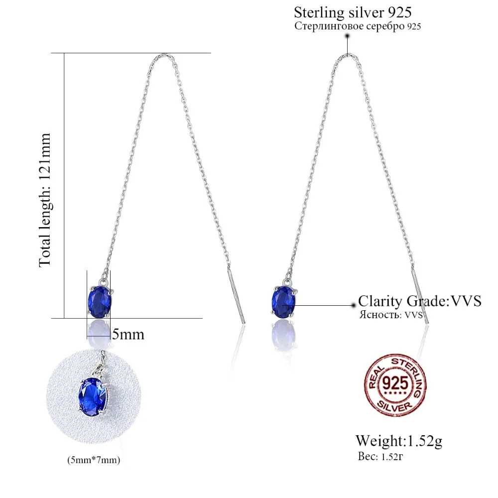 CZCITY из натуральной 925 пробы, серебряная цепочка, дизайнерские длинные висячие серьги для женщин, овальные 5*7 мм, топаз, висячие серьги, хорошее ювелирное изделие
