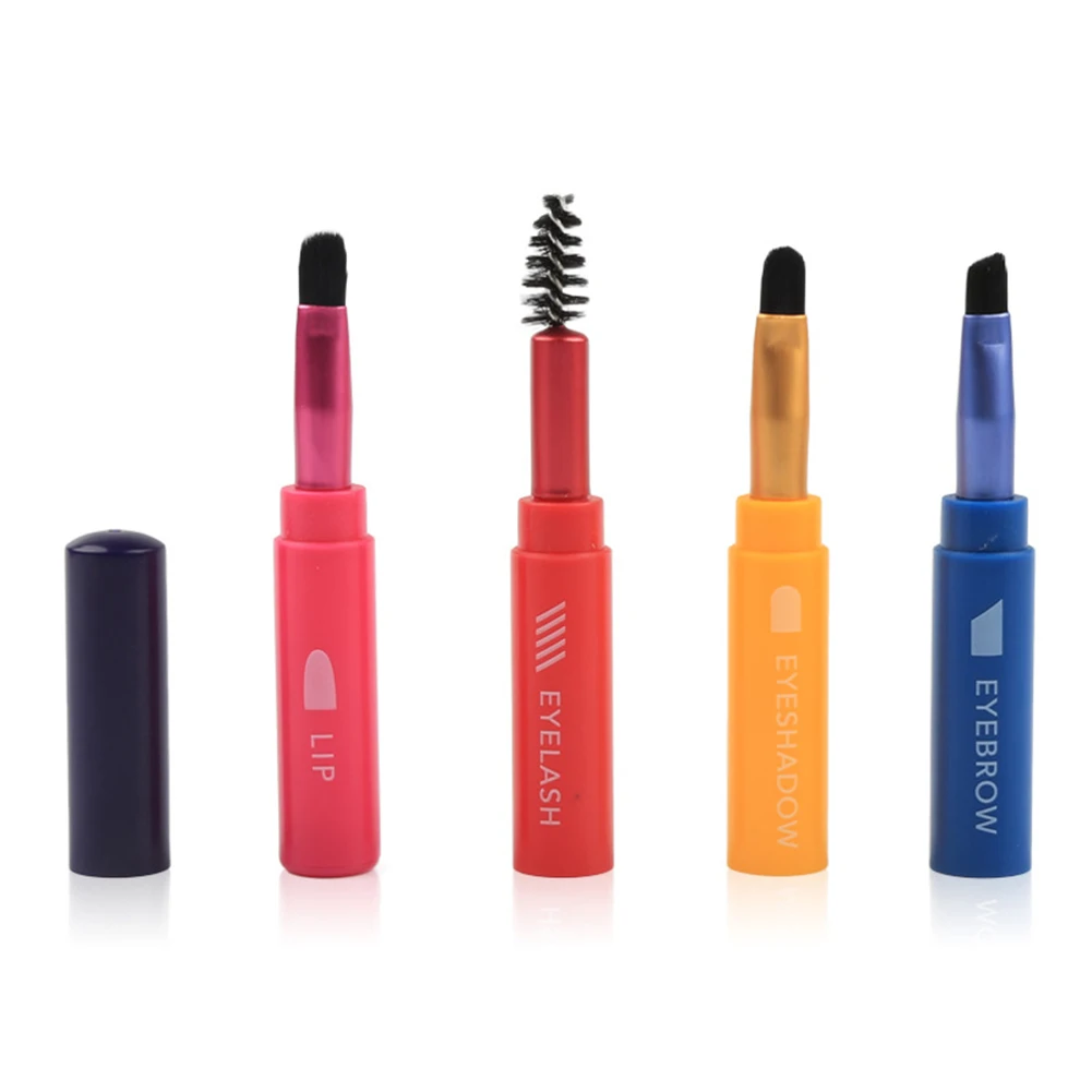 

Dropship 4 in 1 Makeup Brush Lip Eyeshadow Eyebrow Eyelash Brush Travel Portable Makeup Brush Superposition Brush