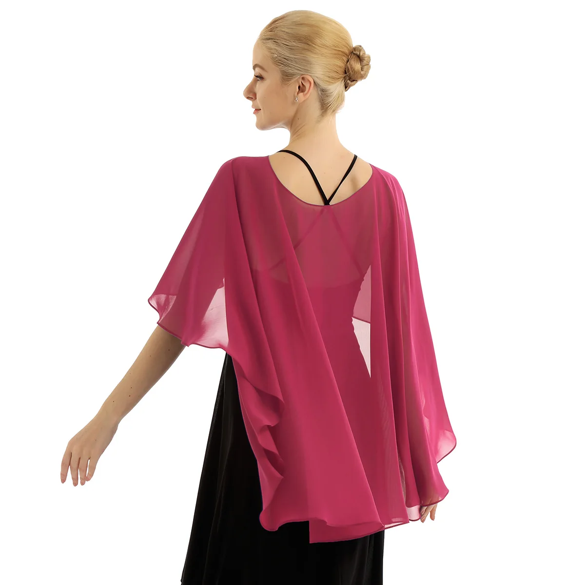 Women Ladies Chiffon Wedding Wrap Soft Lightweight High Low Shawl Wedding Capes Shrug Bridal Long Shawl and Wraps Evening Cape