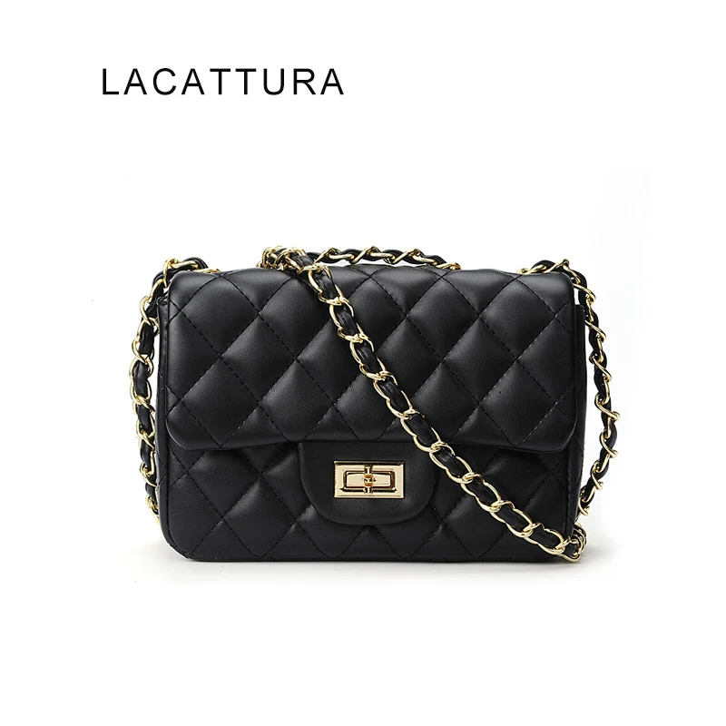 LACATTURA Classic Type Luxy Brand Design Women Shoulder Bag Top Quality PU Small Flap With Chain Fashional Lady Crossbody |