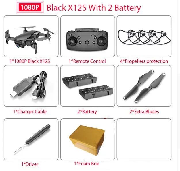 X12 X12S WiFi FPV RC Дрон с 0.3MP/1080 P/4 K HD Двойная камера оптический поток RC Квадрокоптер для игрушек Детский Дрон vs SG106 Visuo xs816 - Цвет: 1080P 2B Foam box