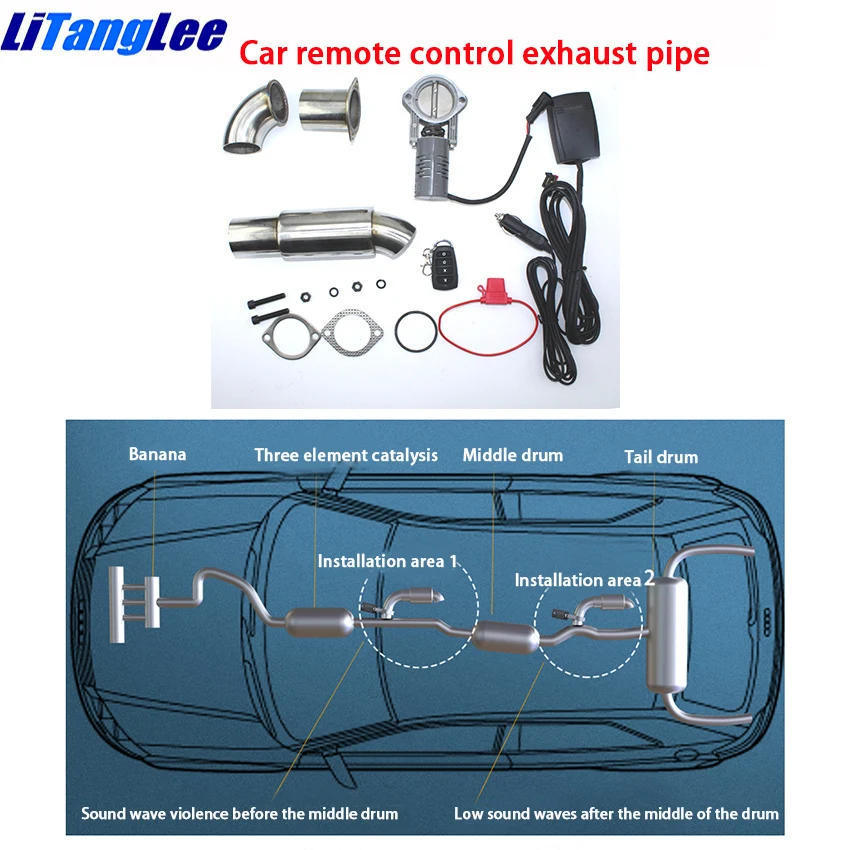 

LiTangLee Car remote control exhaust pipe Adjust car sound Car muffler Electric Exhaust cutout down pipe kit For Fiat Fullback