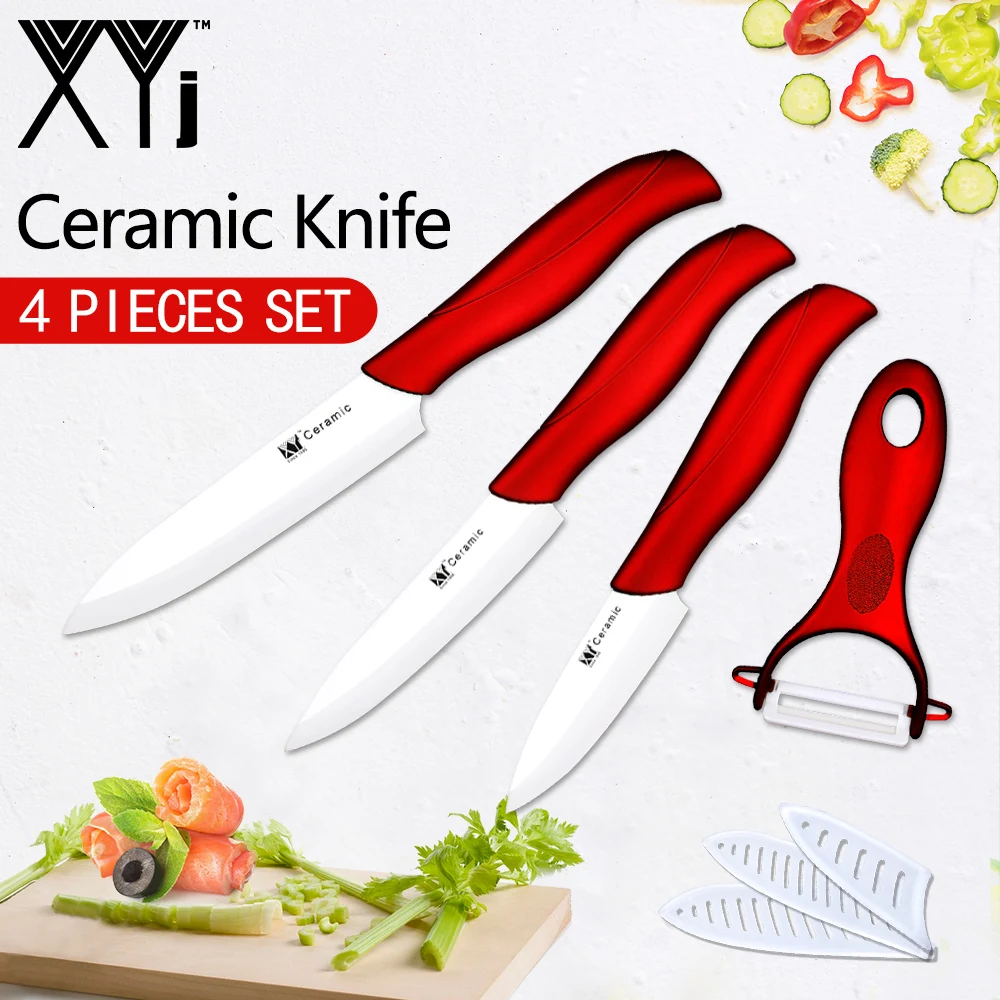 

XYj White Blade Ceramic Knives High Quality Kitchen Cooking Knives Accessories 3" Paring 4" Utility 5" Slicing Knife Peeler