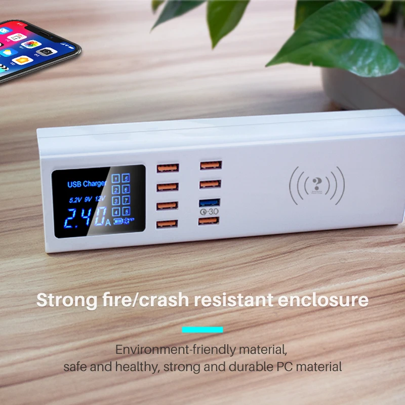 

QI Wireless Charger Quick Charge 3.0 Smart USB Type C Charging Station Hub Fast Charger Adapter for Xiaomi Samsung s10 iphone x