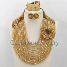 Сказочный Золотой комплект ювелирных изделий «Дубай» Свадебный костюм Ювелирные наборы Африканский золотой бисер Ювелирный Набор WB165