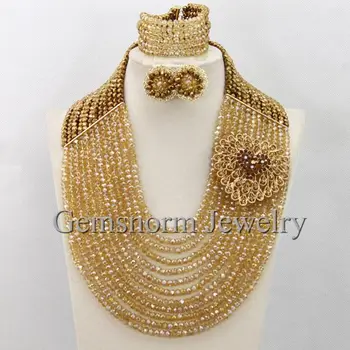 

Fabulous Gold Dubai Jewelry Set Costume Bridal Jewelry Sets African Gold Beads Jewelry Set Free Shipping WB165