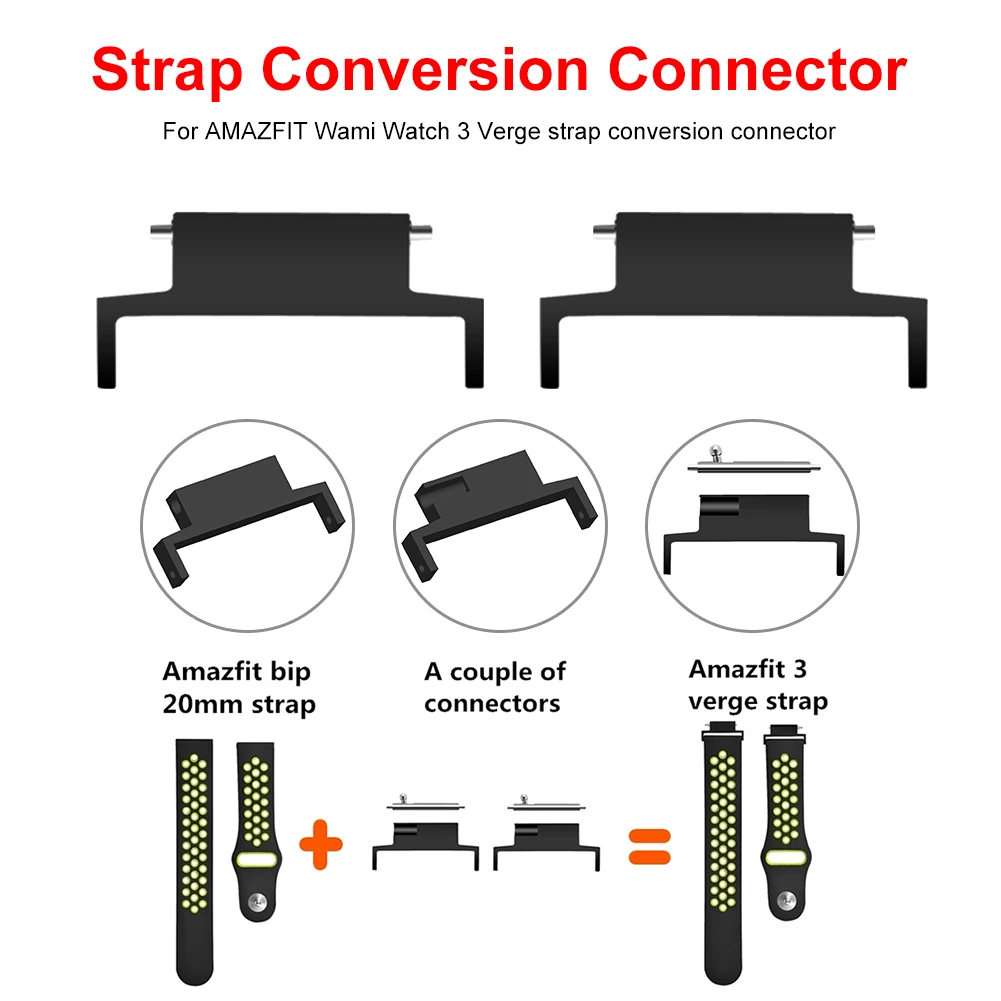 Смарт-ремешок конвертер 4 шт. 20 мм ремешок для наручных часов пружинный разъем для Xiaomi Huami Amazfit 3 Verge аксессуары