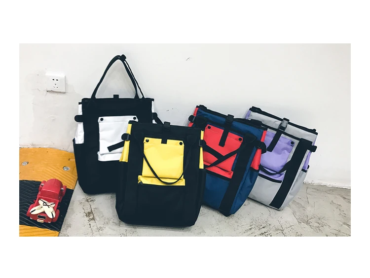 Dual Handbag Student School Bag Street Fashion High Capacity Backpack Wemen Oxford Fashion Men Panelled Hip-Hop Boy backpack01