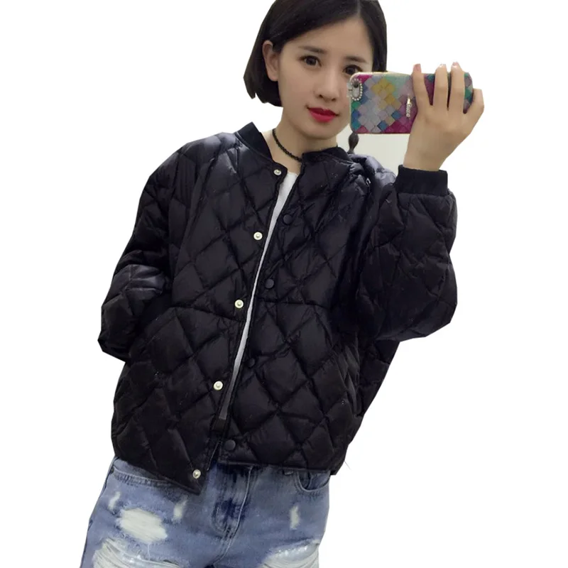 

Ultra Light Down Coat Women Short Loose O-neck 90% White Duck Down Female Jackets Autumn Winter Outwear Parkas Plus Size RE0137