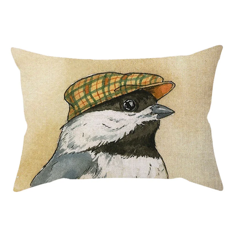 30x50cm Cute Animal Bird Wear a hat Colorful Vintage Sofa Decorative Throw Pillow Case Hen Crow Funny Car Chair Cushion Cover M088-15