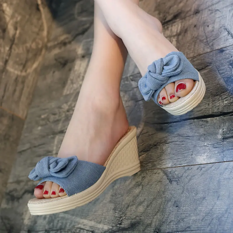 Купить Мужские Шлепанцы Из Джинсовой Ткани