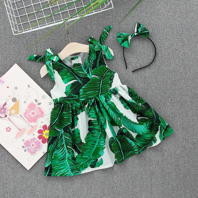 AiLe/одежда с кроликом Новинка года; летнее платье без рукавов с принтом для девочек; платье принцессы из чистого хлопка - Цвет: Зеленый