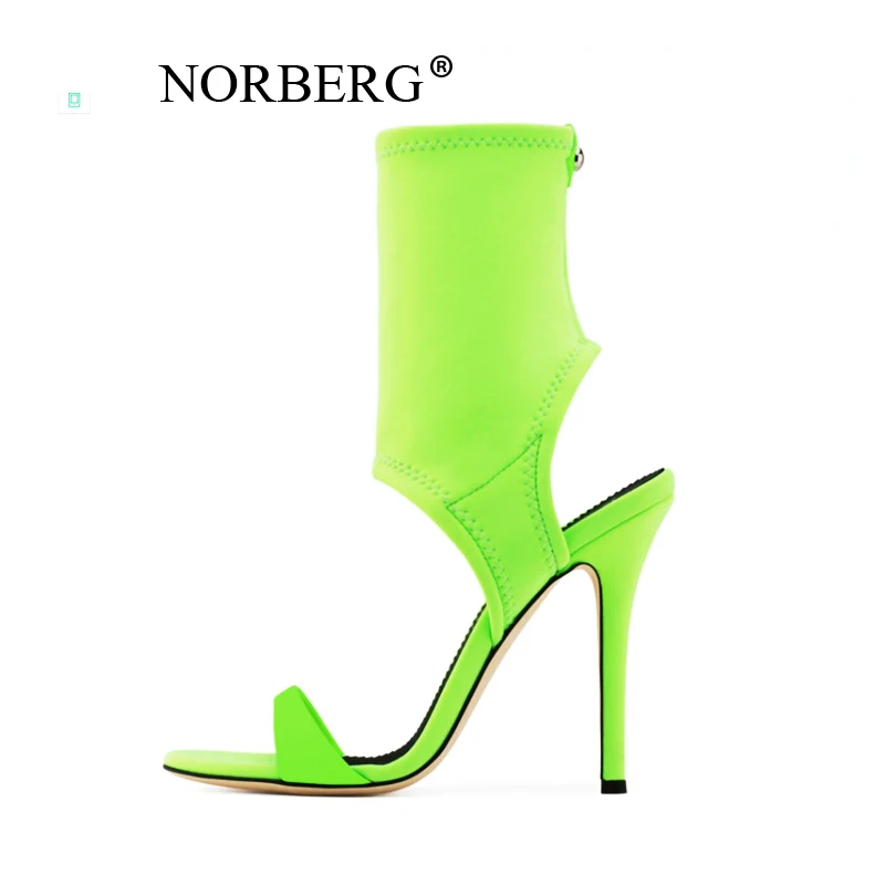 

2019 new hot women Boots summer elastic fabric slim high heel shoes Gladiator style sandals woman