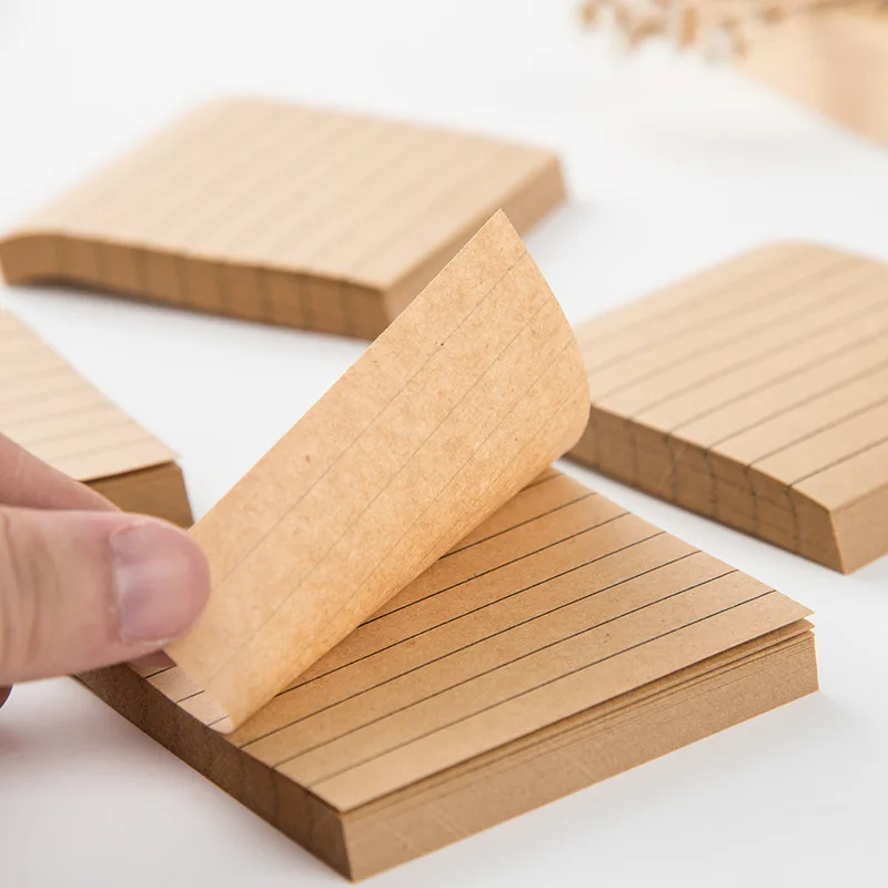 

Creative Brown Kraft Paper Memo Pad Cute Square Message Note Pads Kawaii Stationery Casual Style Notepads School Office Supplies