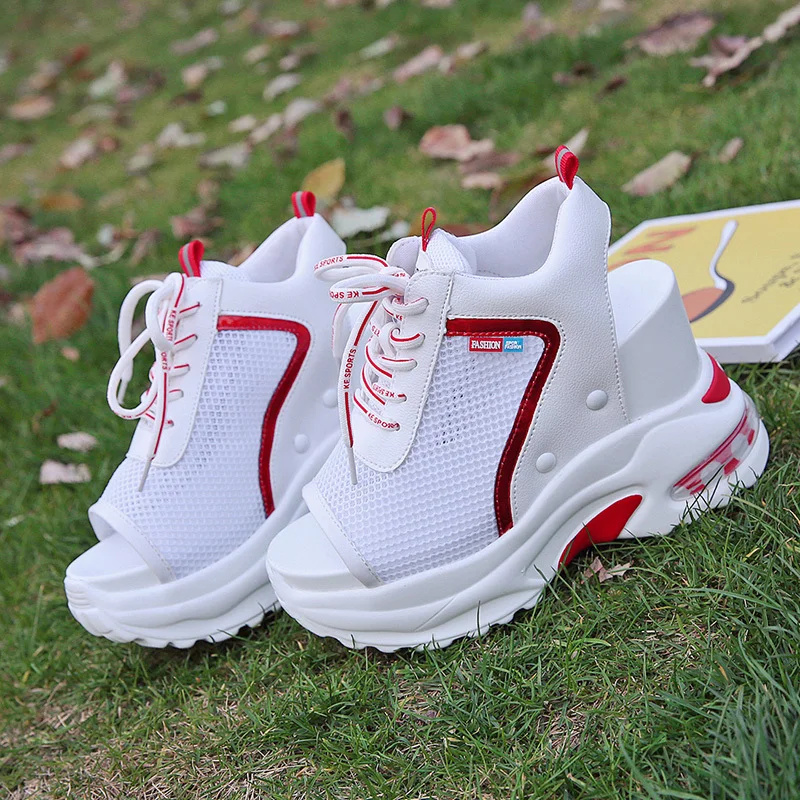 New Arrival 2019 Summer Platform Sandals Women 10 CM Wedges Thick Bottom Casual Shoes Comfortable White Lace-Up Sandals Sneakers New Arrival 2019 Summer Platform Sandals Women 10 CM Wedges Thick Bottom Casual Shoes Comfortable White Lace-Up Sandals Sneakers