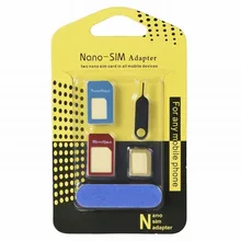 

5in1 Nano Micro Standard Sim Card Adapter Kit Converter For iPhone 7 Plus huawei p9 lite P8 y5 ii nova Mobile Phone Accessories