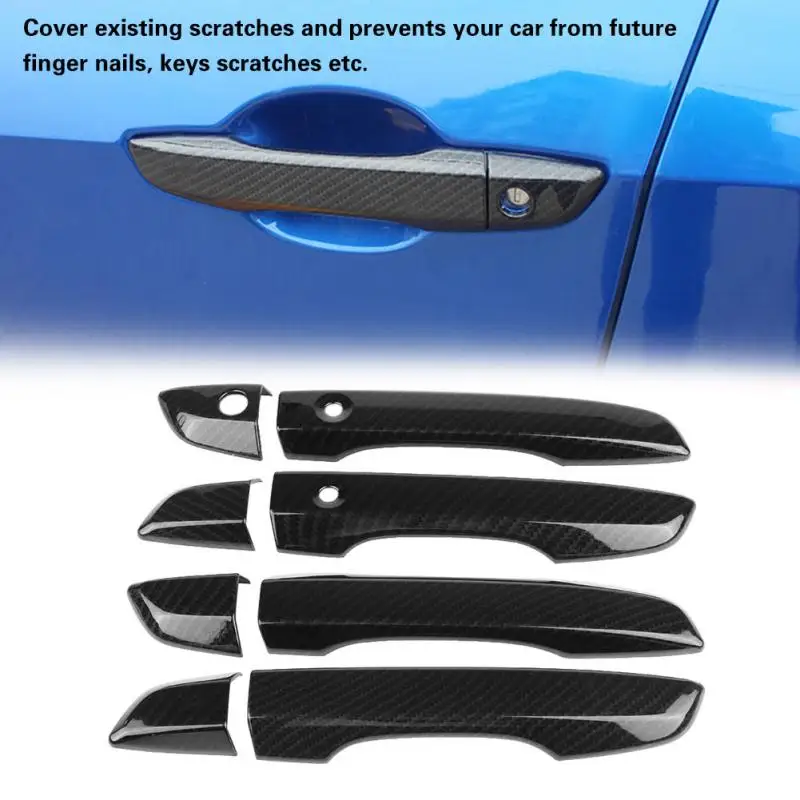4*Carbon Fiber Style Interior Door Handle Panel Cover Trim For Honda Civic 16-17