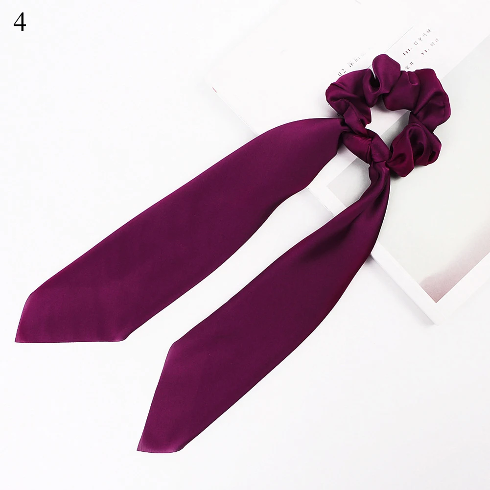 4 Ponytail scrunchie hair ties Scarf Elastic Hair Rope for Women Hair Bow Ties Scrunchies Hair Bands Flower Print Ribbon Hairbands - Цвет: 4