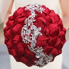 

New Arrival Romantic Wedding Colorful Rose Bride's Bouquet Wine Red Bridal Artificial Flowers Wedding Bouquet W2216