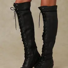 Пикантные вечерние женские осенние сапоги для верховой езды на высоком каблуке; большие размеры 34-43; женские высокие мотоботы на шнуровке