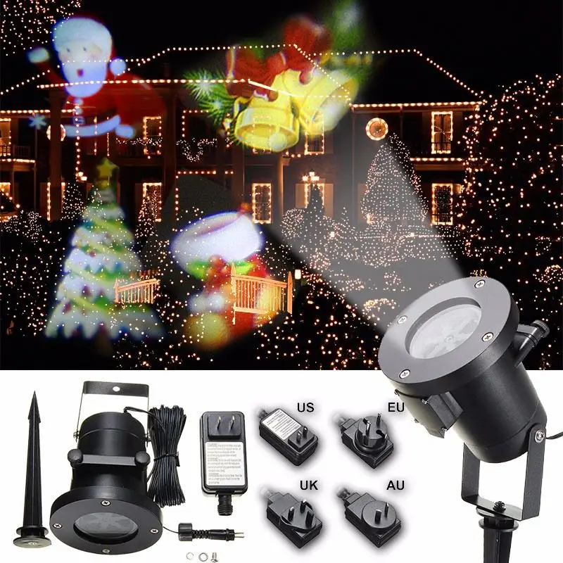 Waterproof AU/UK/EU/US Plug 12 Pattern Landscape Light Moving Laser