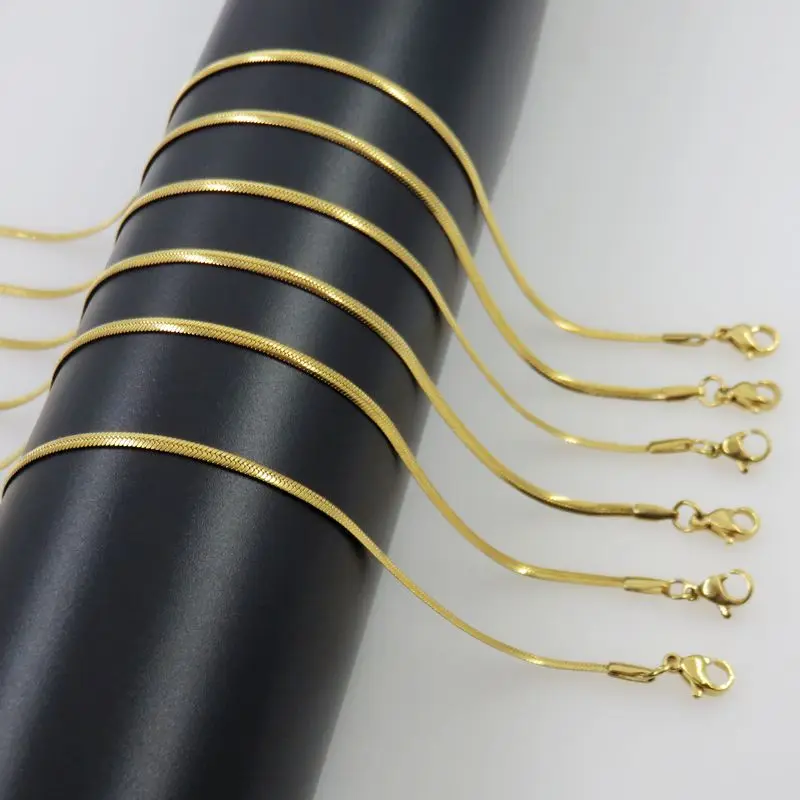 

Gold-Color Women Chain 316L Stainless Steel Snake Necklace For Men, High Quality Fashion Jewelry 2mm Wide 45-60cm